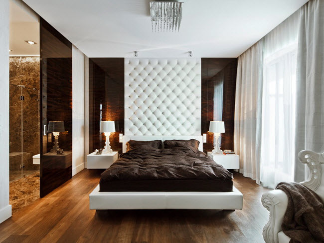 бело-коричневая спальня