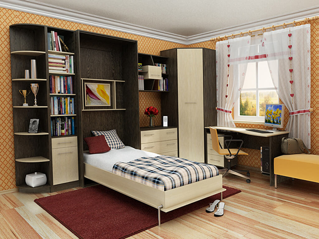 Кровать В Углу Комнаты Дизайн Фото