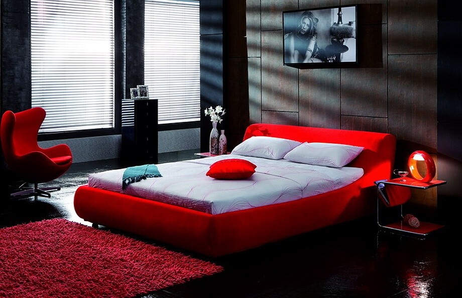 Красно черные цвета в интерьере спальни