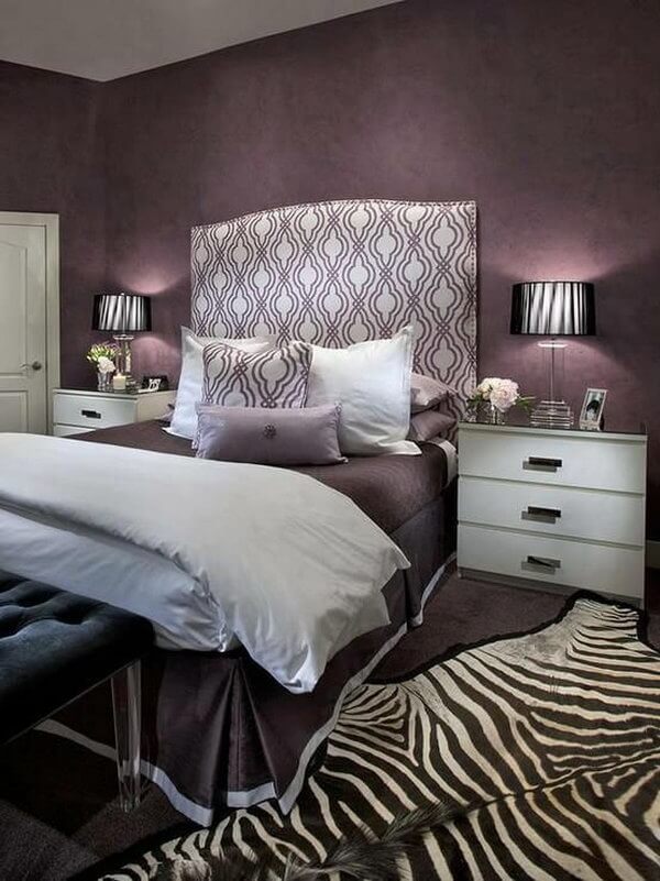 фиолетовый дизайн спальни