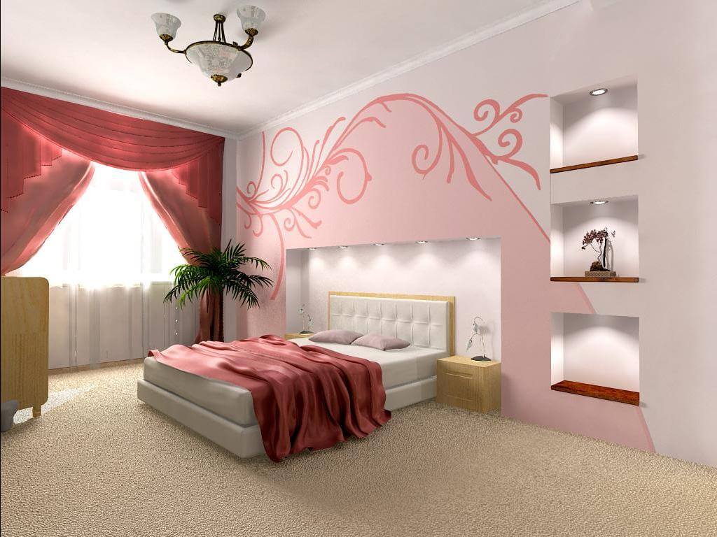 спальня цвет стен под покраску в интерьере